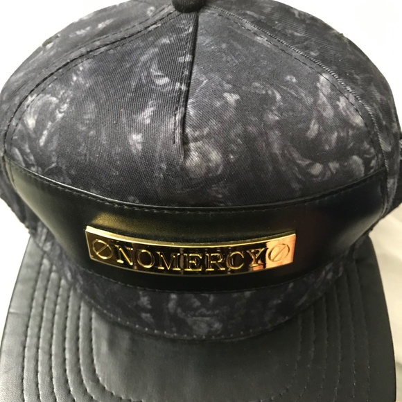 NWOT CAYLER & SONS NOMERCY 100% Cotton Snapback Cap Hat Black Faux Leather Brim - Picture 2 of 11